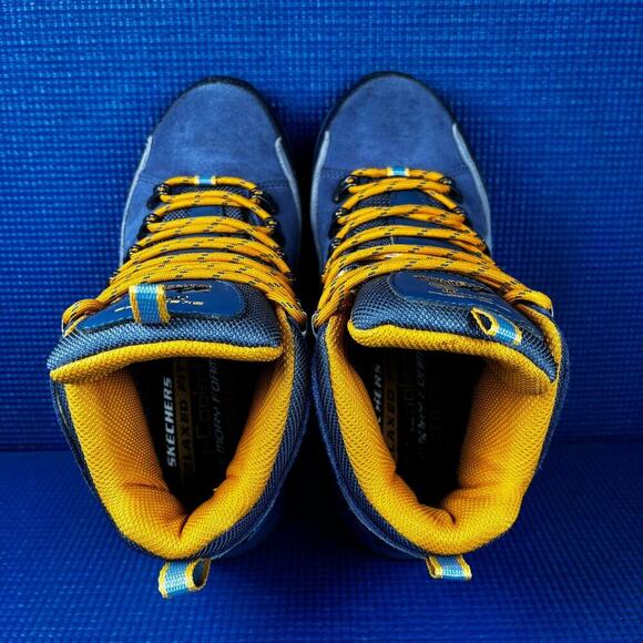 🔴 SKECHERS RELAXED FIT TREGO Women`s Size 5 Blue Yellow Hiking Boots 158258 - Picture 6 of 8